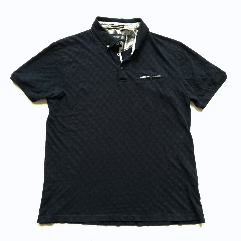 Denim and Flower Men’s Polo Shirt – Size: Large – Dark Blue